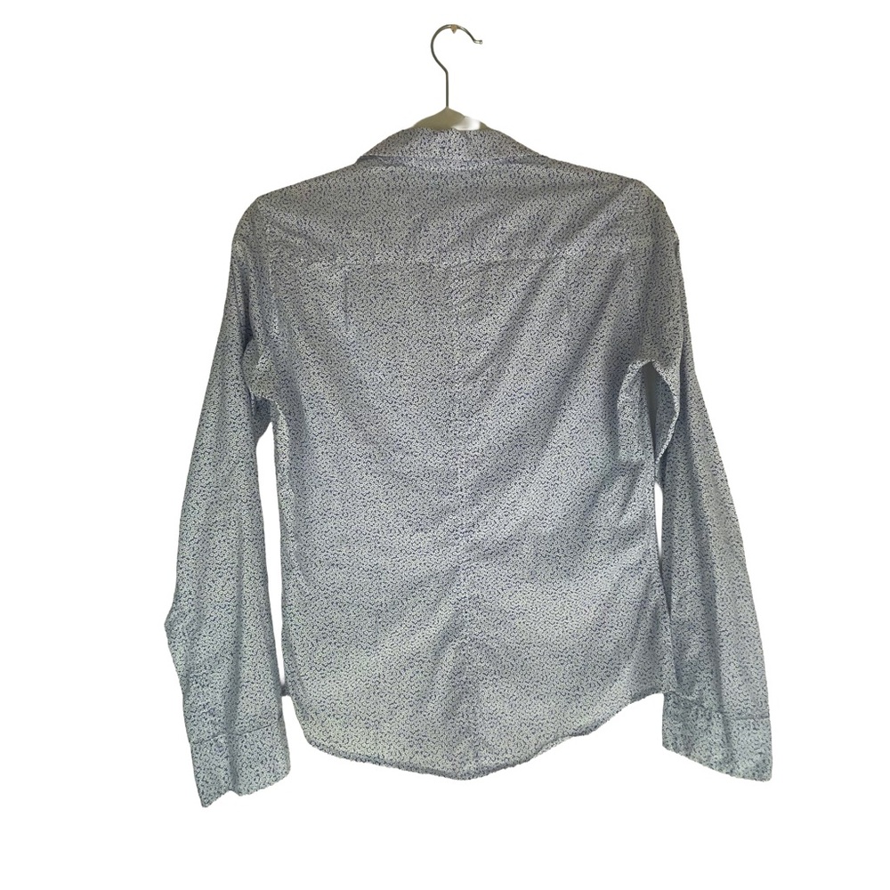 Frank & Eileen Barry Blue Micro Print Button-Up Shirt XS - Picture 2 of 5